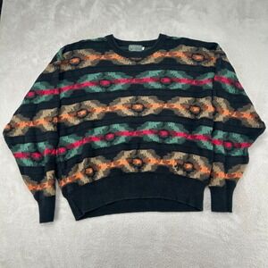 VTG 90s Descente Golf Collection Sweater Mens L Black Cosby Geometric Preppy